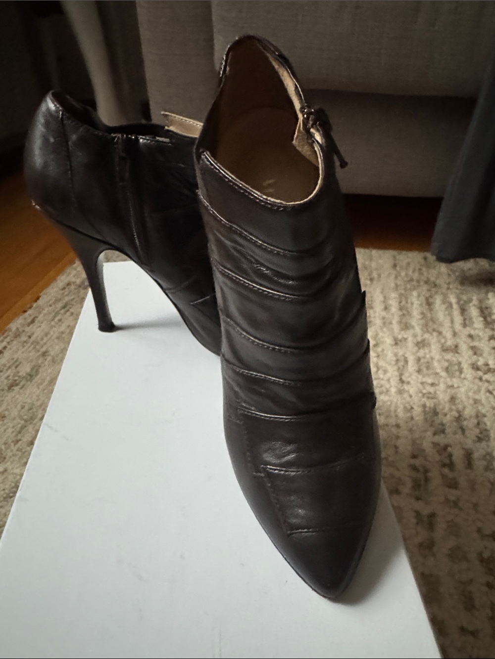 Classic Women's Pointed-Toe Leather Ankle Booties - Brown